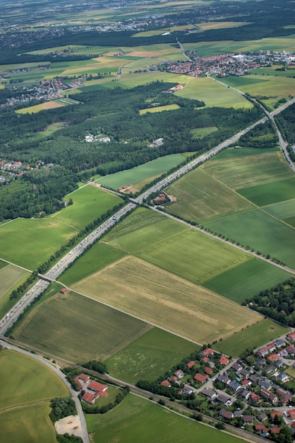 Vue d'angle élevé du champ agricole