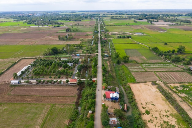 Photo vue d'angle élevé du champ agricole