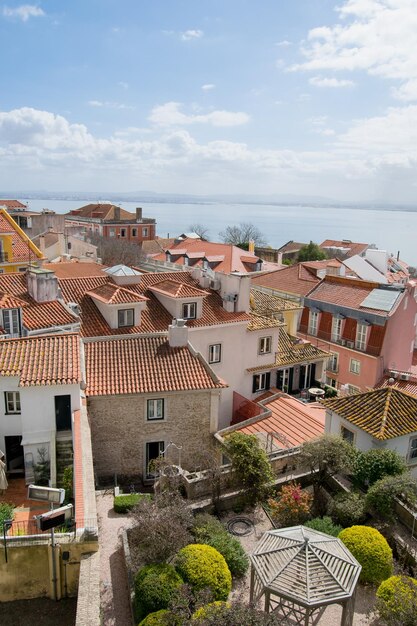 Vue d'angle élevé du paysage urbain contre le ciel