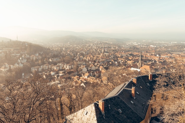 Vue d'angle élevé du paysage urbain contre le ciel