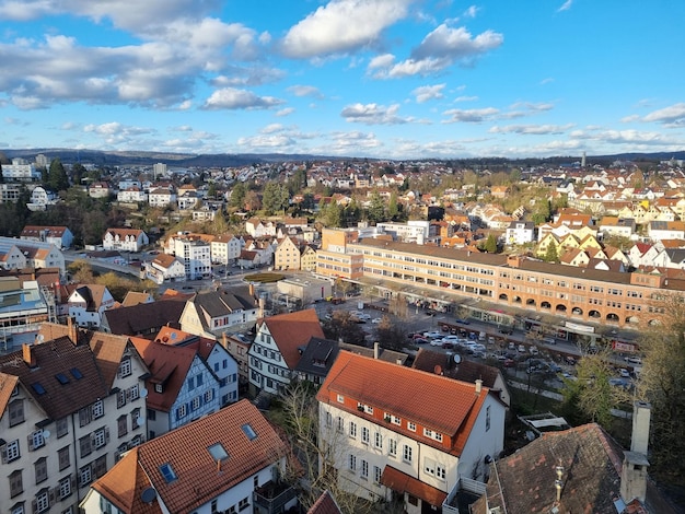 Vue d'angle élevé du paysage urbain contre le ciel