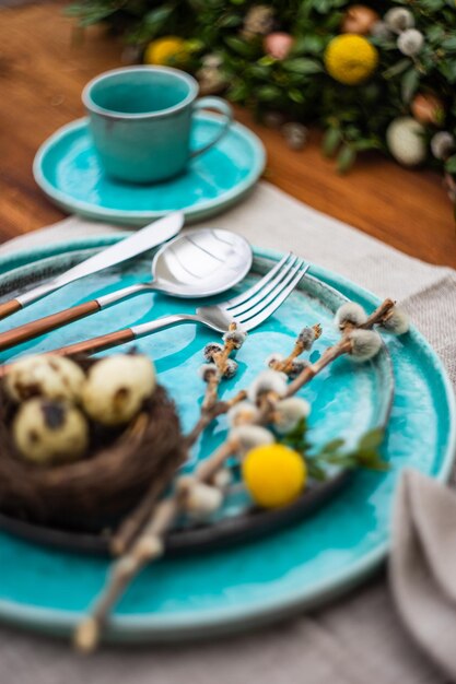 Vue d'angle élevé du petit déjeuner sur la table