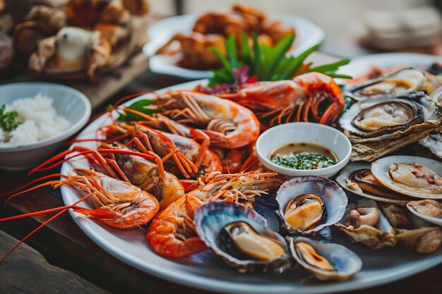 Vue d'angle élevé du poisson-chat de fruits de mer dans une assiette sur la table