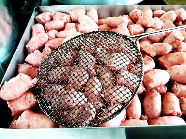 Photo vue d'angle élevé du poisson à vendre sur le marché