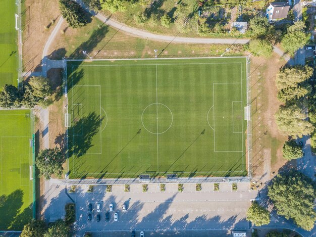 Photo vue d'angle élevé du terrain de football