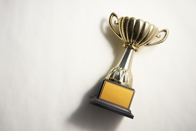 Vue d'angle élevé du trophée sur la table