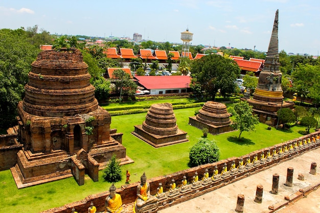 Vue d'angle élevé du wat yai chai mongkhon
