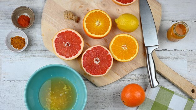 Photo vue d'angle élevé des fruits d'orange sur la table