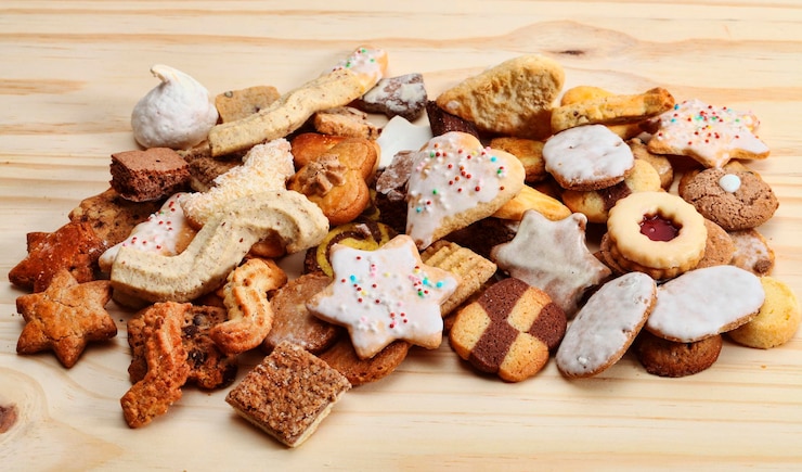 Photo vue d'angle élevé de la nourriture sucrée sur la table