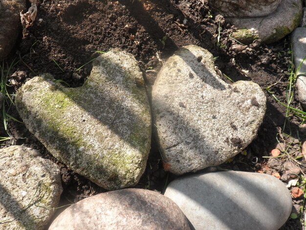 Photo vue d'angle élevé des pierres sur les roches