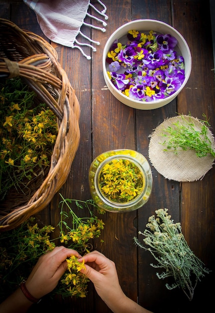 Photo vue d'angle élevé des plantes en pot sur la table