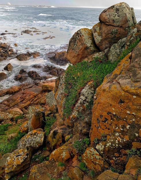 Photo vue d'angle élevé des rochers sur la plage