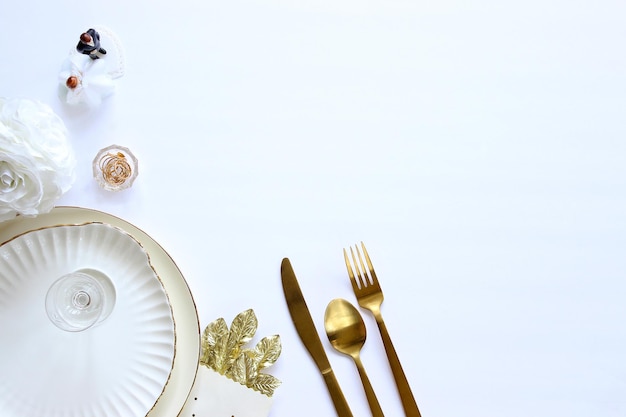 Vue d'angle élevé de la table de réception de mariage