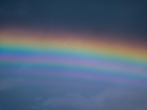 Vue d'un arc-en-ciel dans un ciel nuageux Les arcs- en-ciel doubles sont un phénomène rare