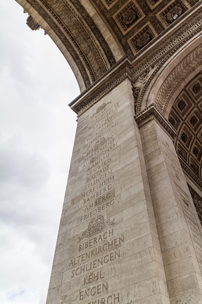 Vue sur arc de triomphe carrousel et jardin des Tuileries Paris France