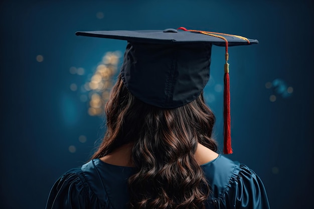 vue arrière Close-up d'une femme portant une casquette de graduation ai générative