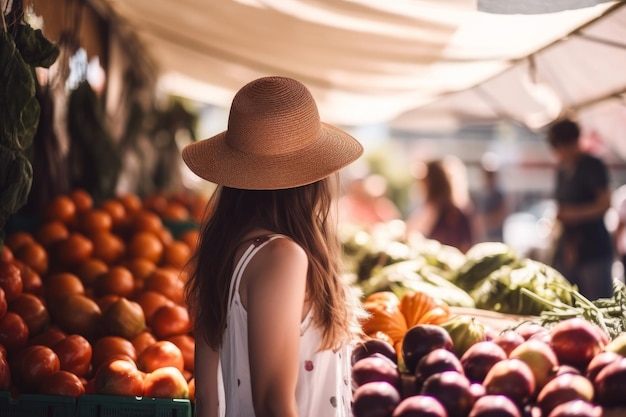 Vue arrière femme shopping Générer Ai