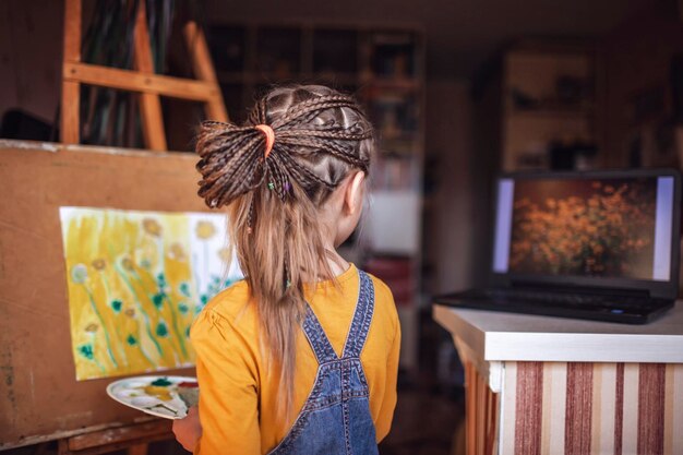 Photo vue arrière de la fille à la maison