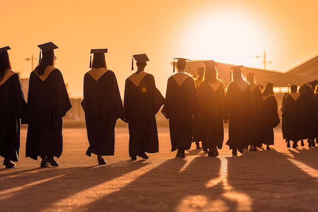 vue arrière en gros plan d'un groupe de diplômés universitaires