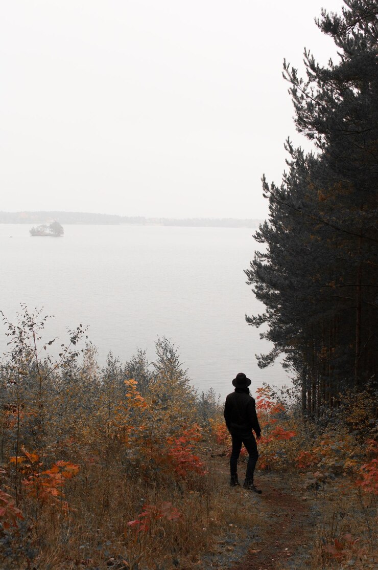 Photo vue arrière d'un homme dans l'eau contre le ciel
