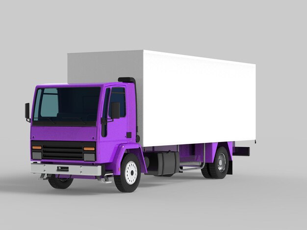 Vue arrière Illustration 3D d'un camion utilitaire léger vide avec portes arrière ouvertes isolé sur fond blanc