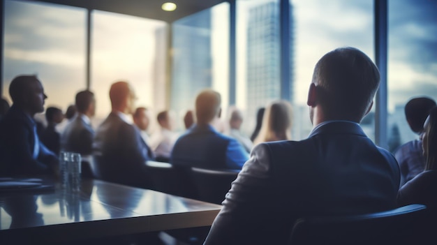 Vue arrière des personnes dans la salle de conférence