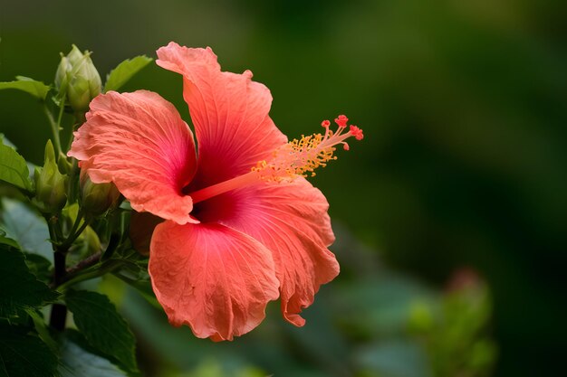 Vue d'arrière-plan de l'hibiscus en fleur dans la nature