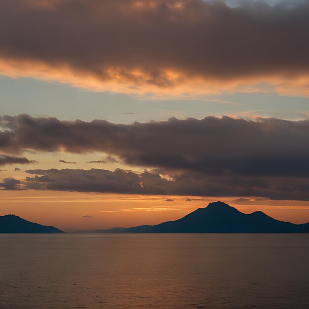 Photo une vue au coucher du soleil d'une montagne et d'une montagne en arrière-plan