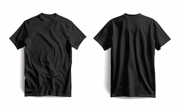Vue avant et arrière d'un t-shirt noir ordinaire pour une maquette en fond transparent PNG