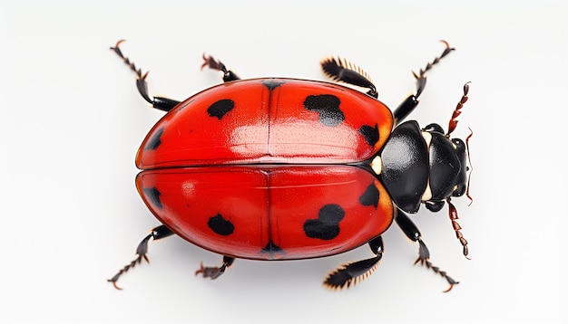 Vue avant isolée de l'élévation de coccinelle sur blanc