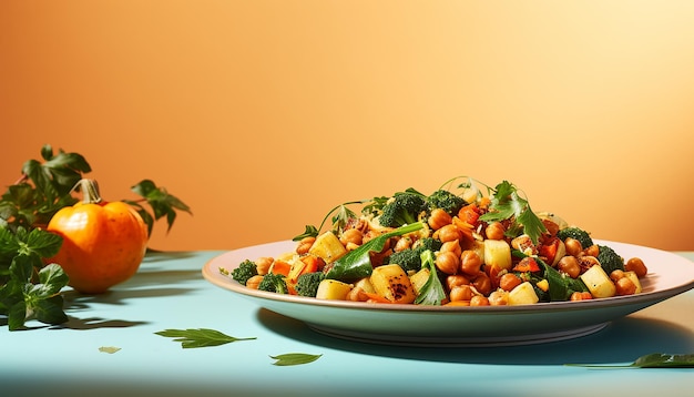 vue de l'avant de la photo salade de légumes tranchée poivrée avec des tranches de poulet