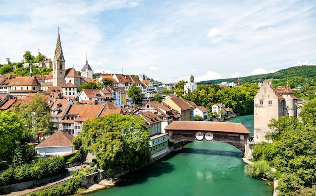 Photo vue de baden, une ville d'argovie en suisse