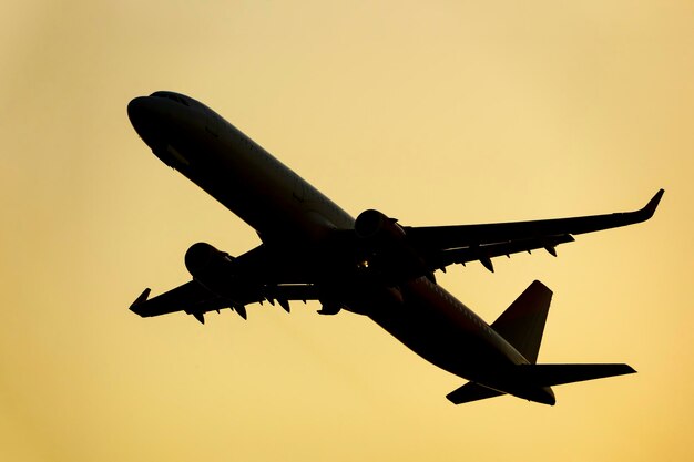 Photo vue à bas angle de l'avion contre un ciel dégagé