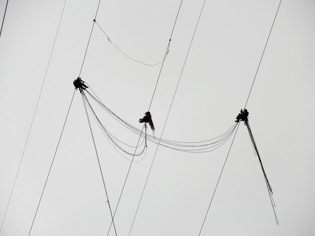 Photo vue à bas angle des câbles contre le ciel