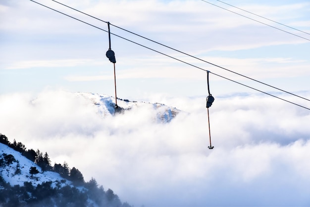 Photo vue en bas angle du téléphérique aérien contre le ciel