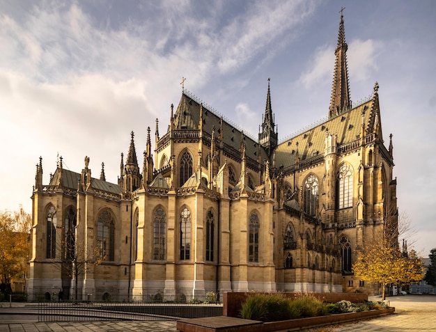 Vue à bas angle de la nouvelle cathédrale contre un ciel nuageux