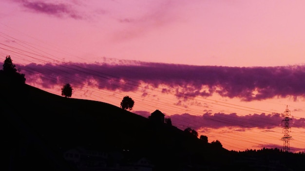 Photo vue à bas angle des silhouettes d'oiseaux contre le ciel au coucher du soleil