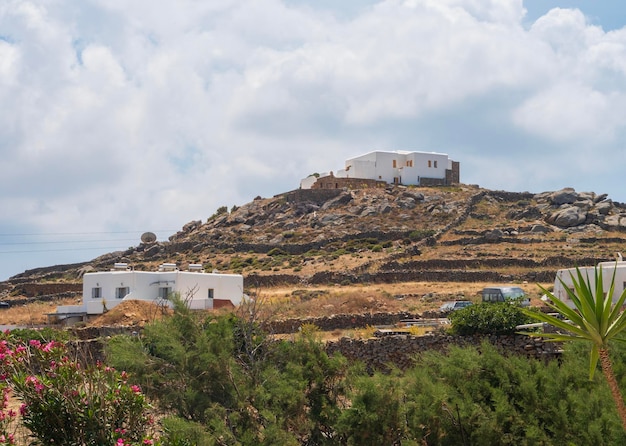 Vue des bâtiments résidentiels de l'île de Mykonos en Grèce