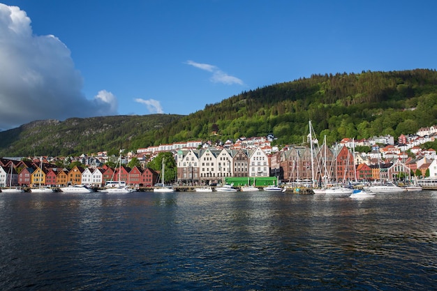 Vue sur Bergen Norvège, rue Bryggen