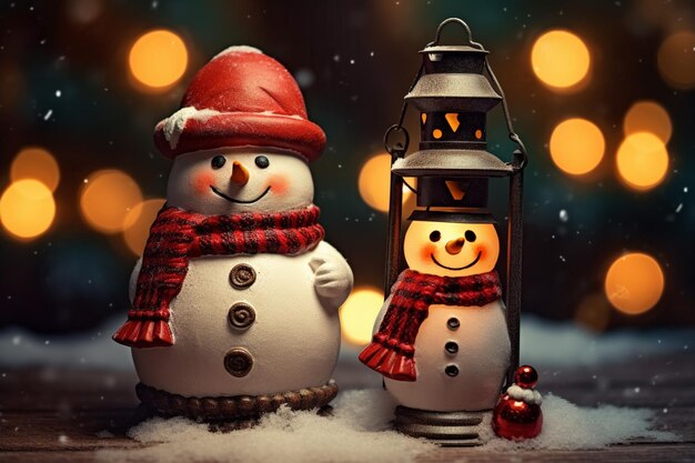 Vue des bonhommes de neige pour les célébrations de Noël