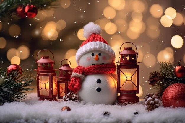 Vue des bonhommes de neige pour les célébrations de Noël