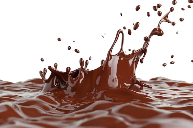 Vue captivante du chocolat liquide qui éclabousse dynamiquement