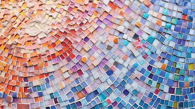 Une vue captivante sur une mosaïque de verre texturée aux couleurs vibrantes