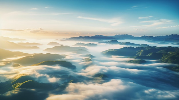 une vue sur une chaîne de montagnes avec quelques nuages