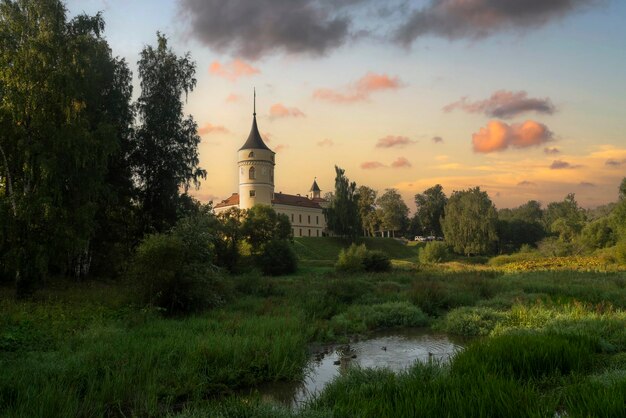 Vue sur le château de la forteresse de l'empereur russe Paul IMarienthal BIP depuis la rivière Slavyanka par un matin d'été ensoleillé Pavlovsk Saint-Pétersbourg Russie