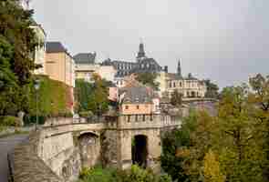 Photo vue sur le château médiéval de la ville de luxembourg