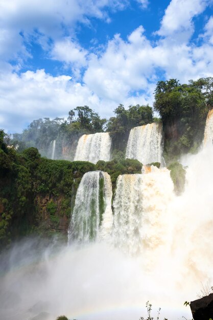 Photo vue des chutes d'iguassu mondialement connues à la frontière du brésil et de l'argentine