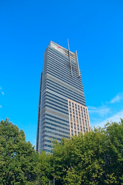 vue sur le ciel entourée d'un magnifique paysage urbain de gratte-ciel moderne