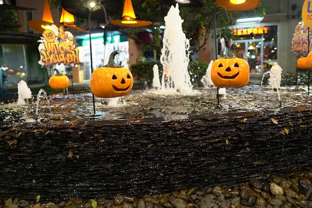 Photo vue des citrouilles la nuit