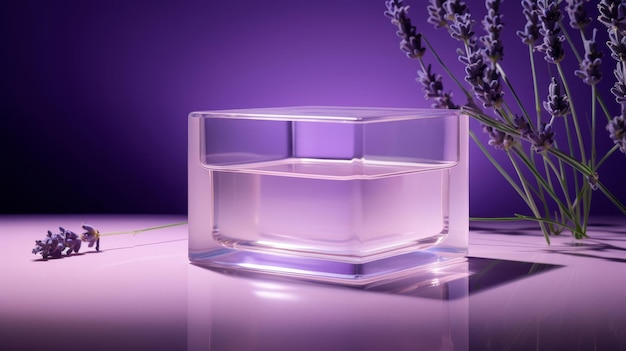 Vue claire de l'intérieur vide dans une boîte en plastique transparente à couvercle surélevé